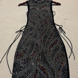Elegant Black and Multicolor Beaded Dress